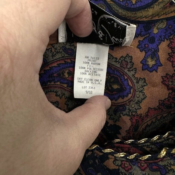 jacket blazer quilted paisley asymmetrical colorful M - Picture 1 of 9